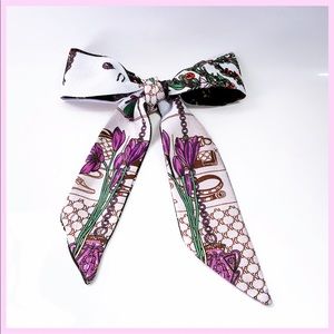 Skinny Silk Blend Multi Propose FloralPurple Scarf